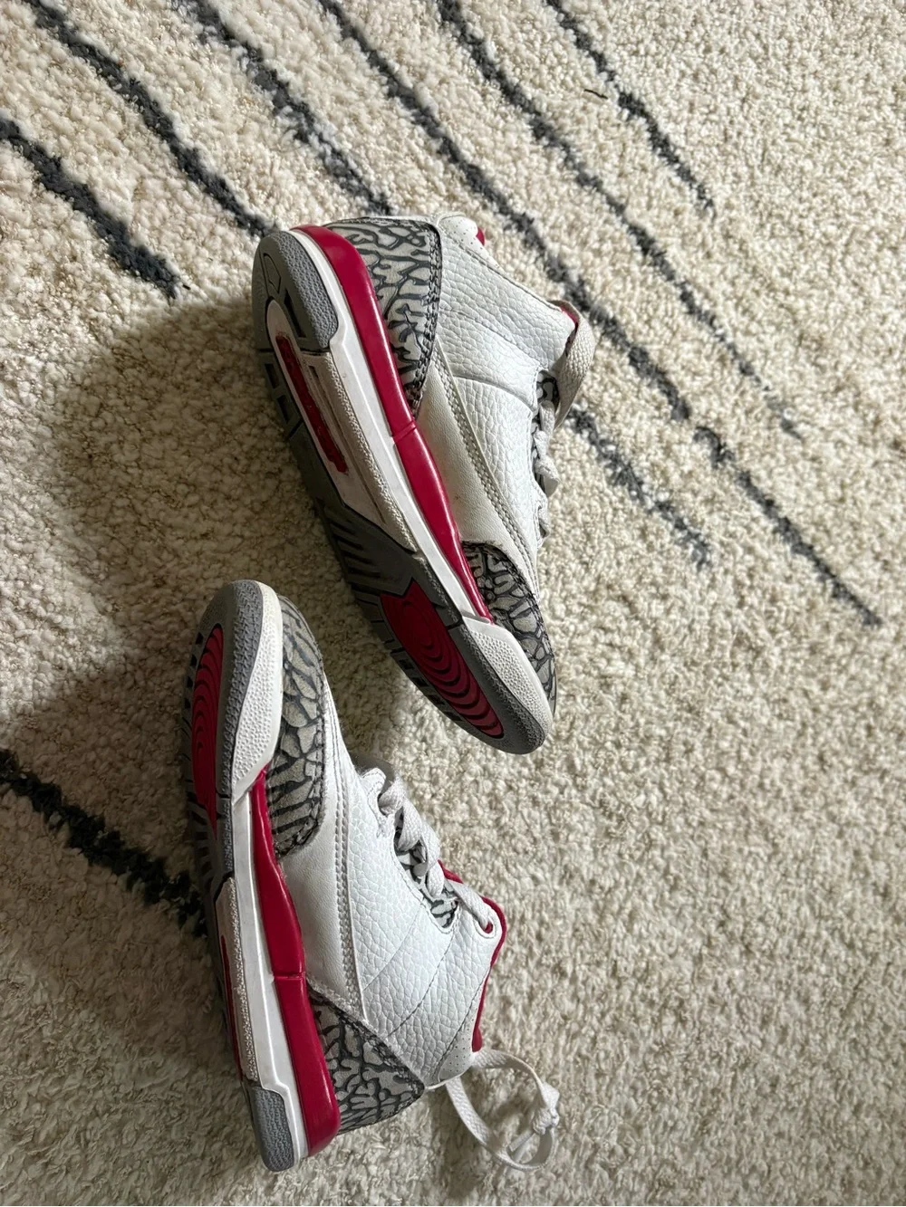 Jordan Air Jordan 3 White/Red/Gray Leather Sneakers Kids US 11C MPN 429487-126